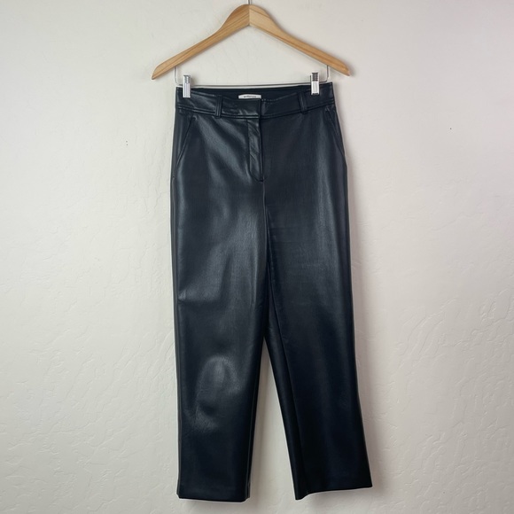 Aritzia Babaton Command Cropped Vegan Leather Trouser Pants Size 4, Spring 2022 - Picture 4 of 16